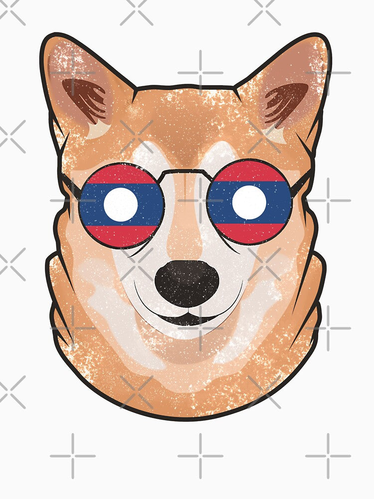 Vintage Patriotic Shiba Inu Lao Flag by feether-store