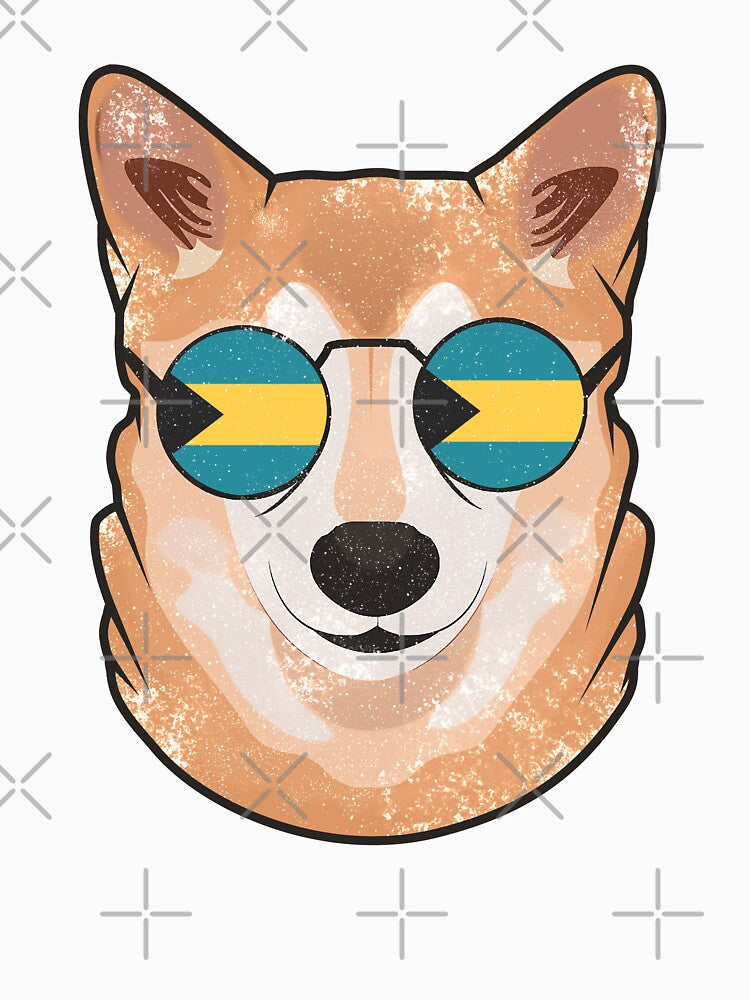 Vintage Patriotic Shiba Inu Bahamian Flag by feether-store