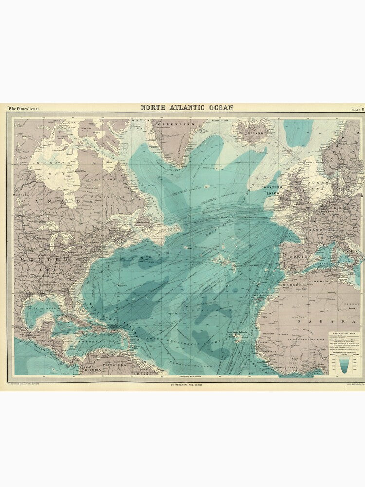 Vintage Map of The Atlantic Ocean (1922) by BravuraMedia
