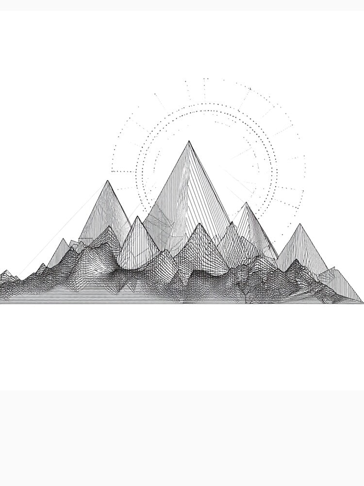 Geometric Mountain Sacred Circles | Minimalist Line Art by TypoArtPrints