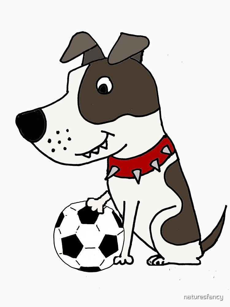 Funny Pitbull Dog Playing Soccer Cartoon by Nature's Fancy