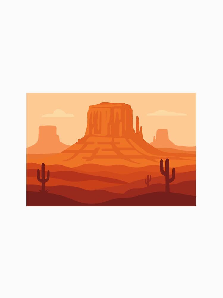 Orange Desert Landscape – Minimalist Western Nature Illustration by Greemo03