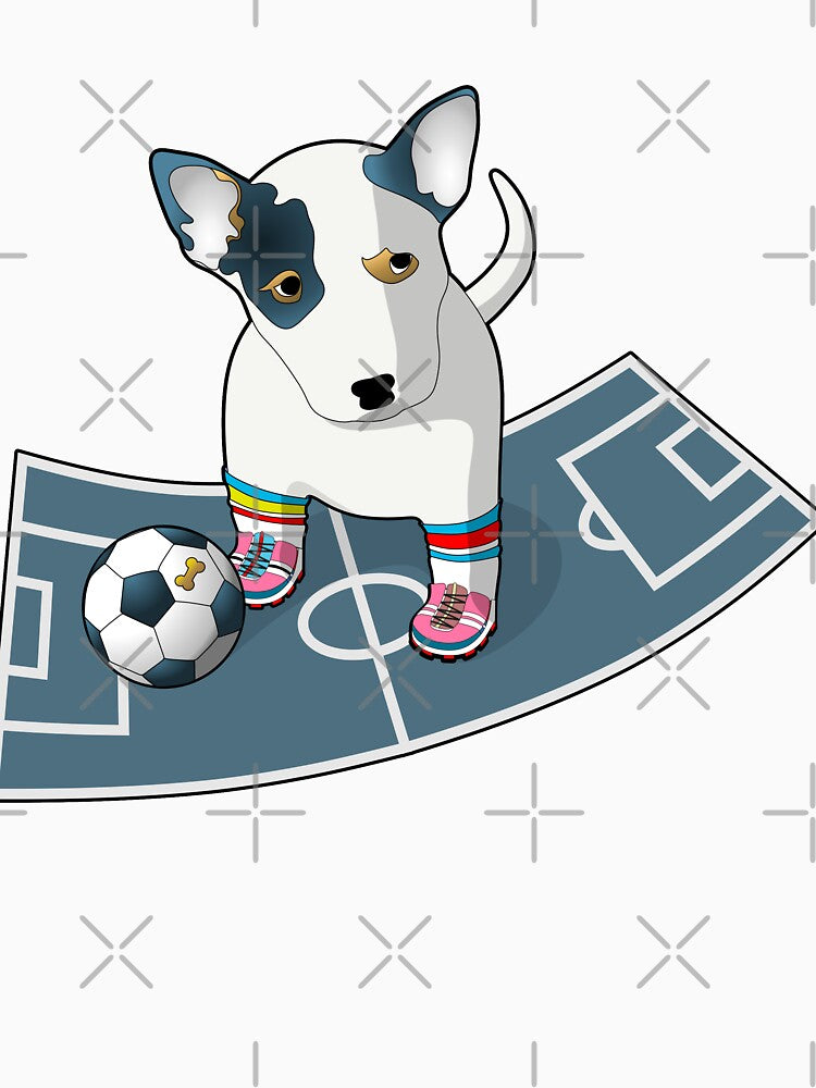 "Bull Terrier: Player on the Football Pitch" by StairiArt