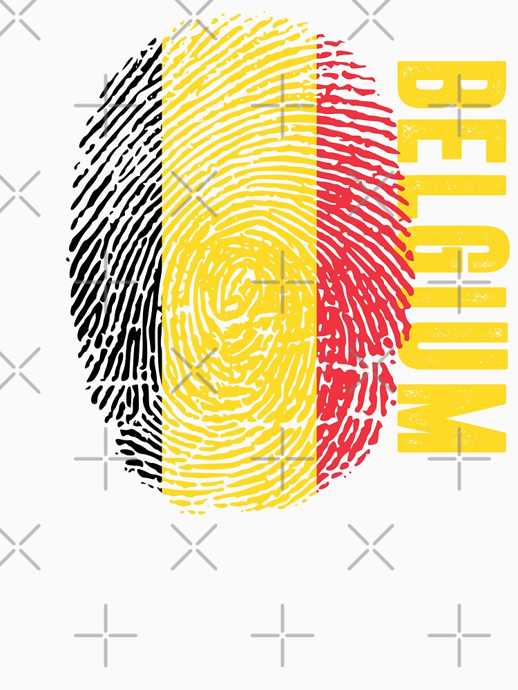 Belgium Flag Fingerprint DNA Belgian by PartyShirts1