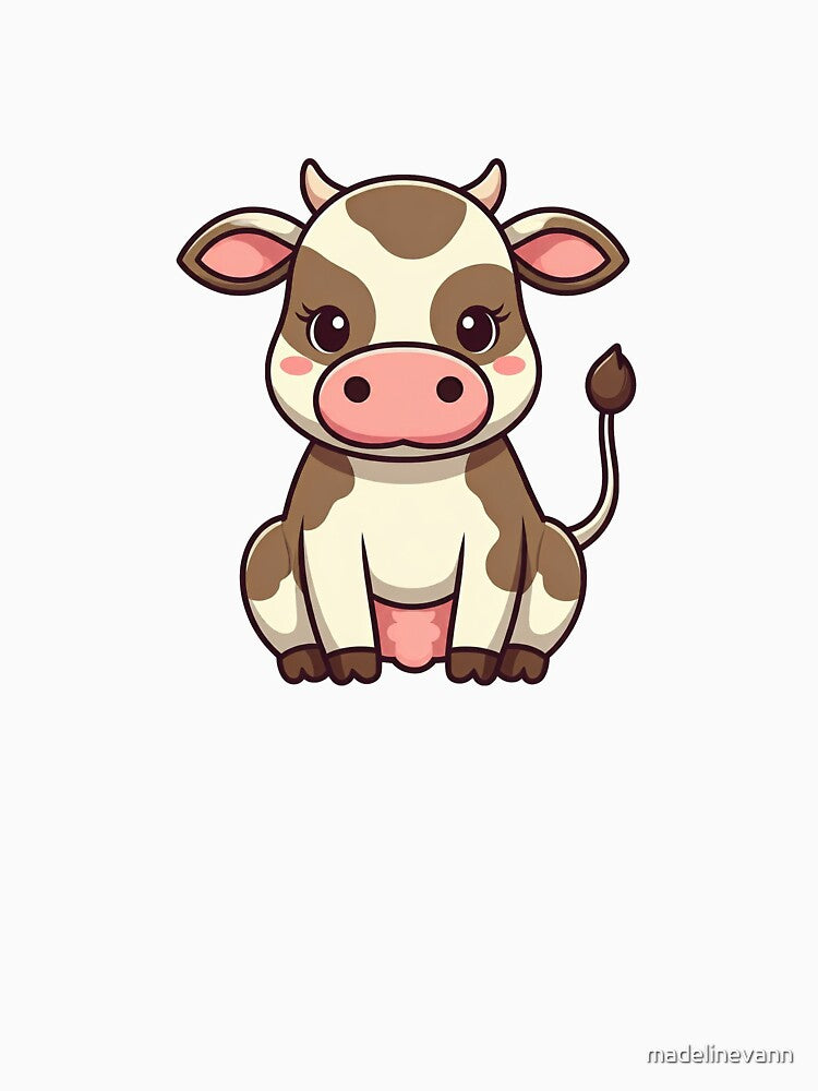 Cute Brown Cow Cartoon Caricature by madelinevann