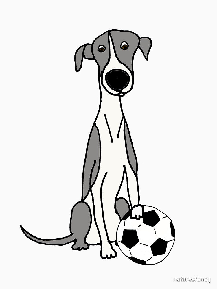 Funny Greyhound Dog Playing Soccer by Nature's Fancy