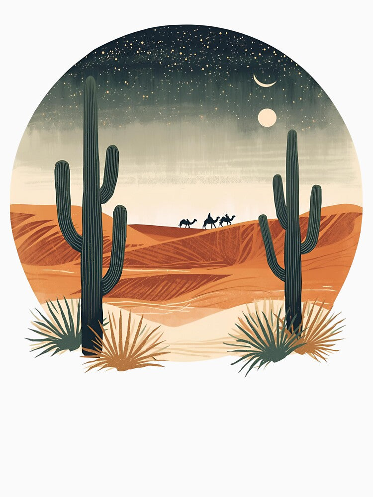 Desert Dreamscape – Boho Nightfall Illustration by catcurio