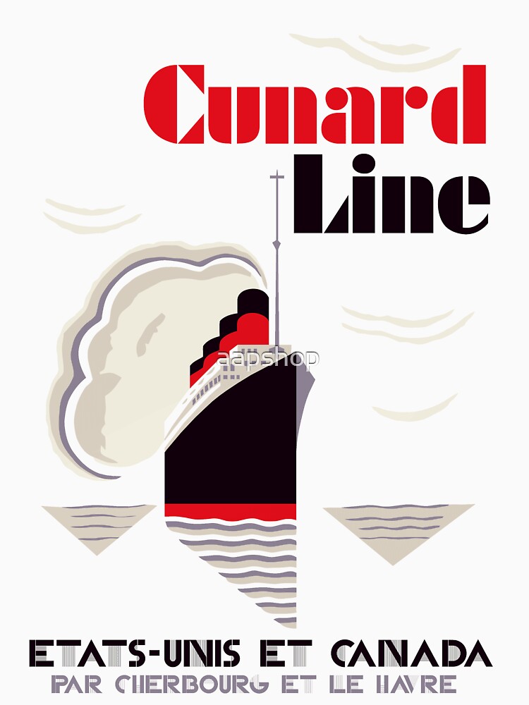Art deco retro vintage style Cunard Line France USA Canada by aapshop