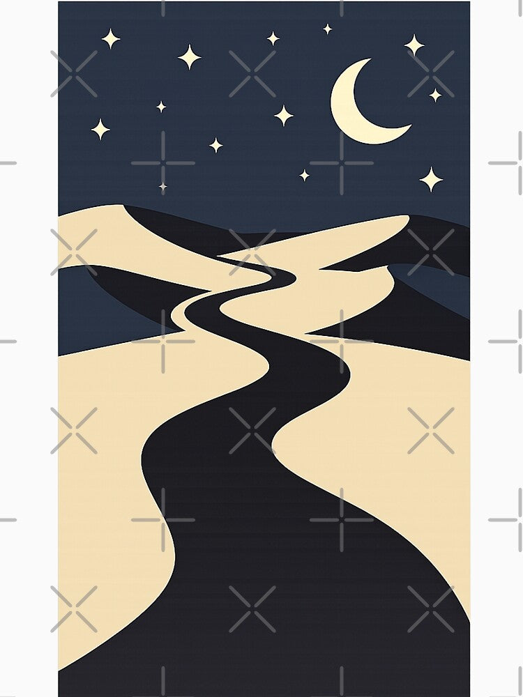 Desert Pathway – Starry Night & Moon by mbmstores