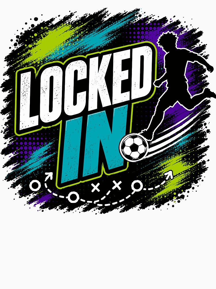 Locked In Soccer Grunge Graphic Tee by Electric Penny Studio