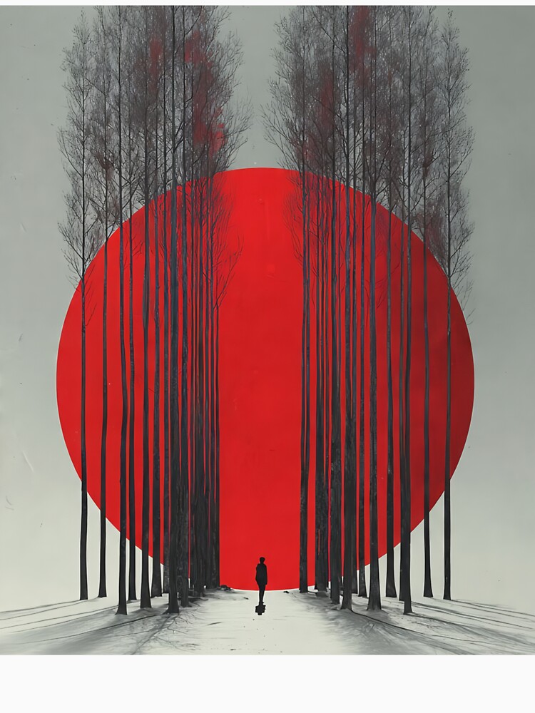 Minimal Japanese Forest Sunset Art by MeadowArt7