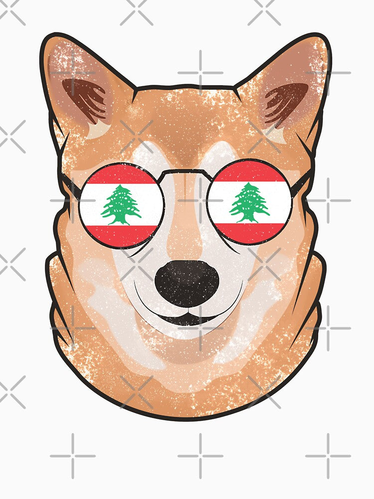 Vintage Patriotic Shiba Inu Lebanese Flag by feether-store