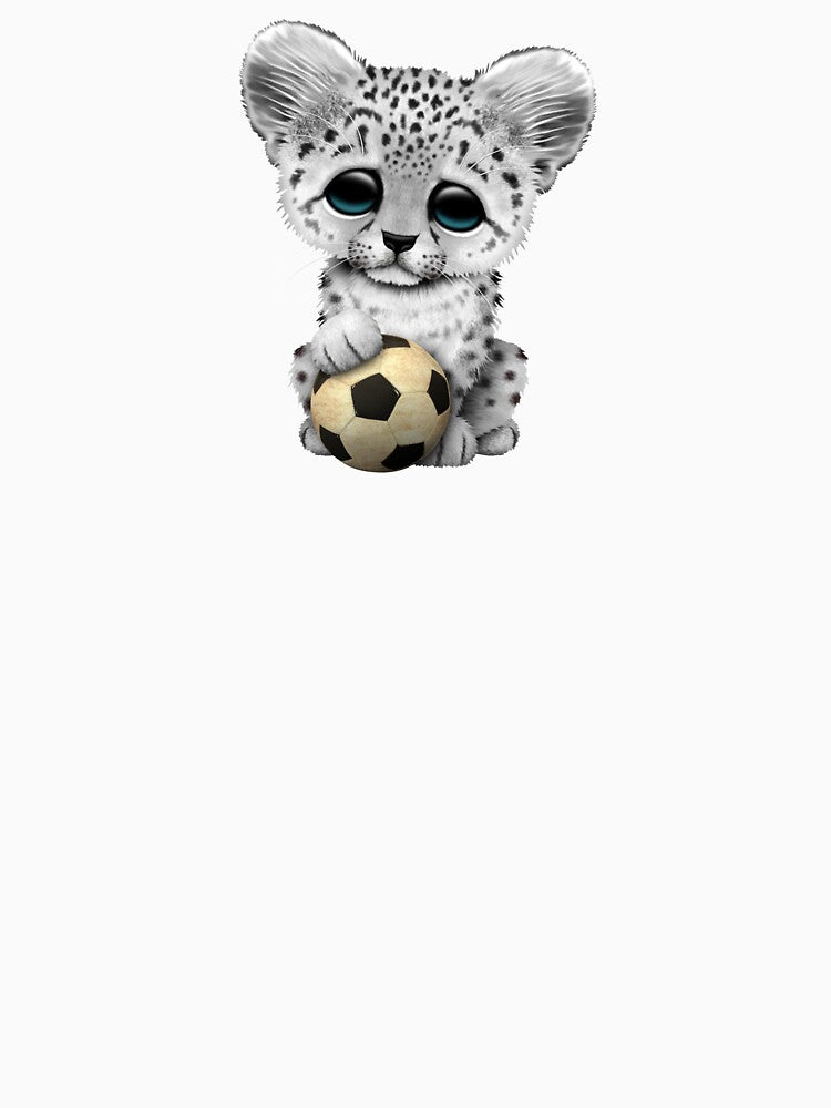 Snow leopard Cub With Football Soccer Ball by JeffBartels