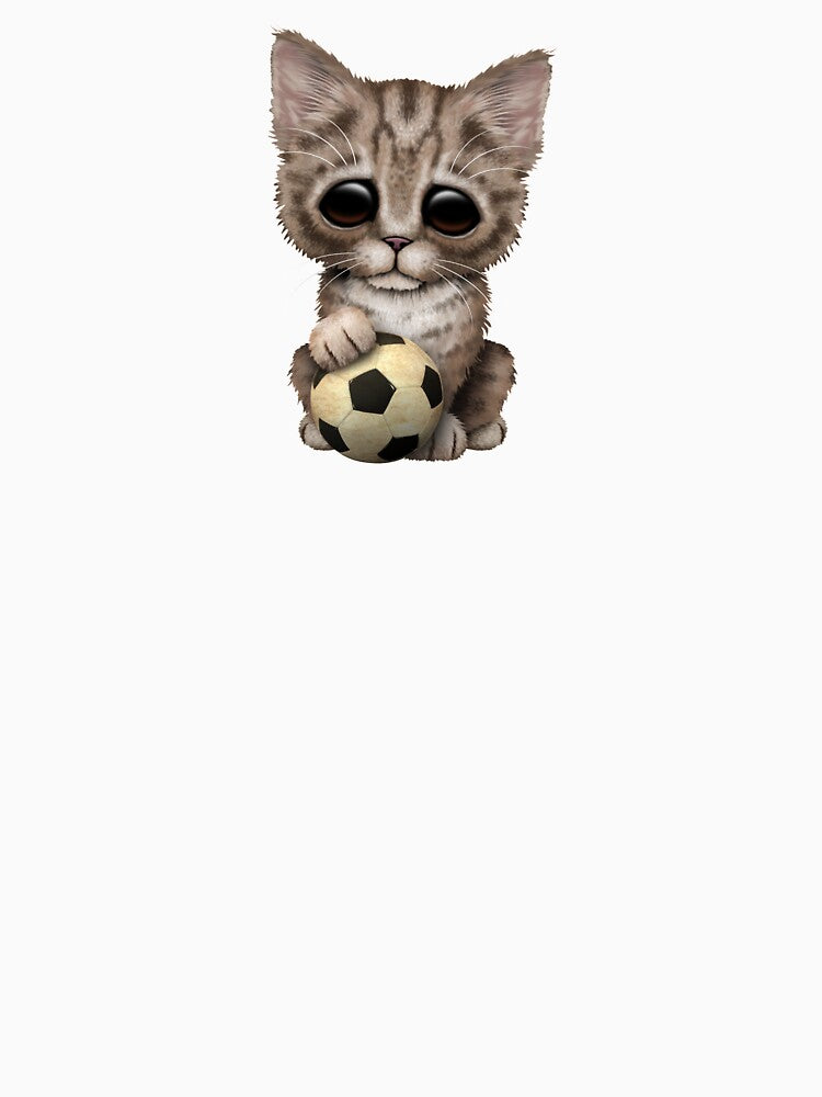 Cute Kitten With Football Soccer Ball by JeffBartels