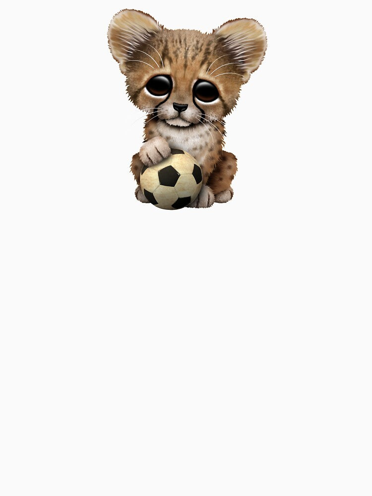 Cheetah Cub With Football Soccer Ball by JeffBartels