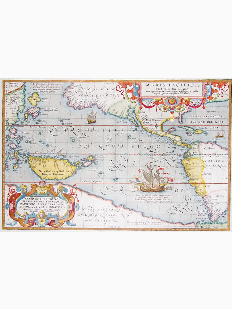 Vintage Map of The Pacific Ocean (1595) by BravuraMedia