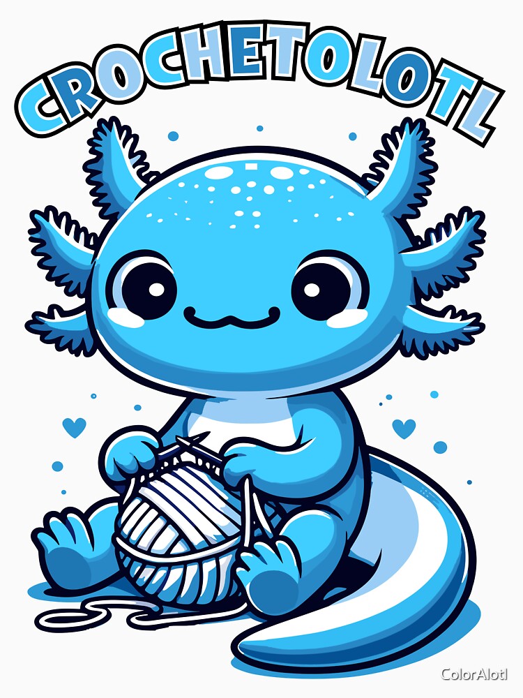 Cute Kawaii Blue Axolotl crochet by ColorAlotl