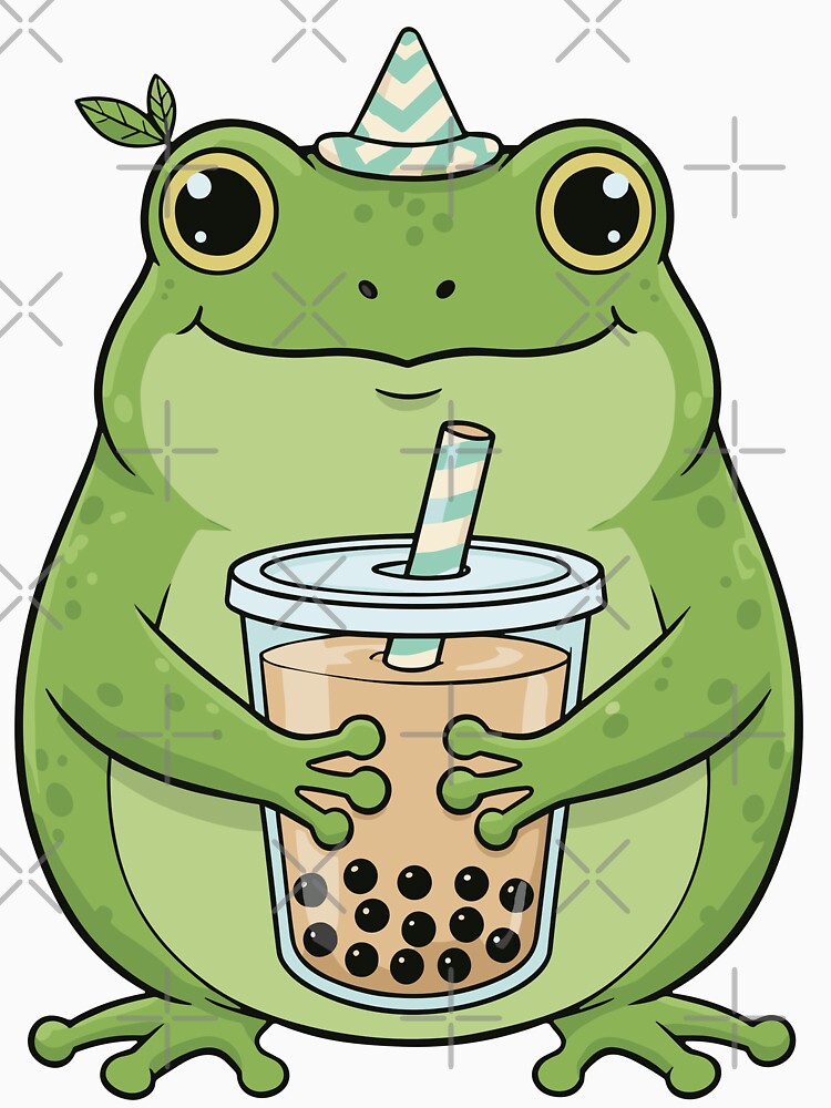 Happy Green Frog Bubble Tea – Cute Kawaii Frog Aesthetic by JalalMsd