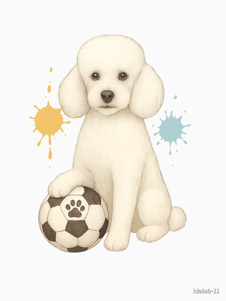 White Poodle with soccer ball by Idelab-11