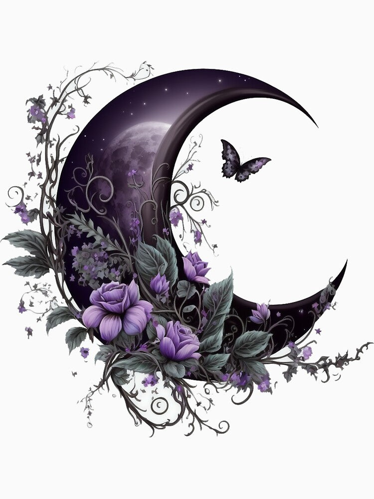 Purple Lilac Black Butterfly Crescent Moon Flower by zac41 ⭐️⭐️⭐️⭐️⭐️(481)