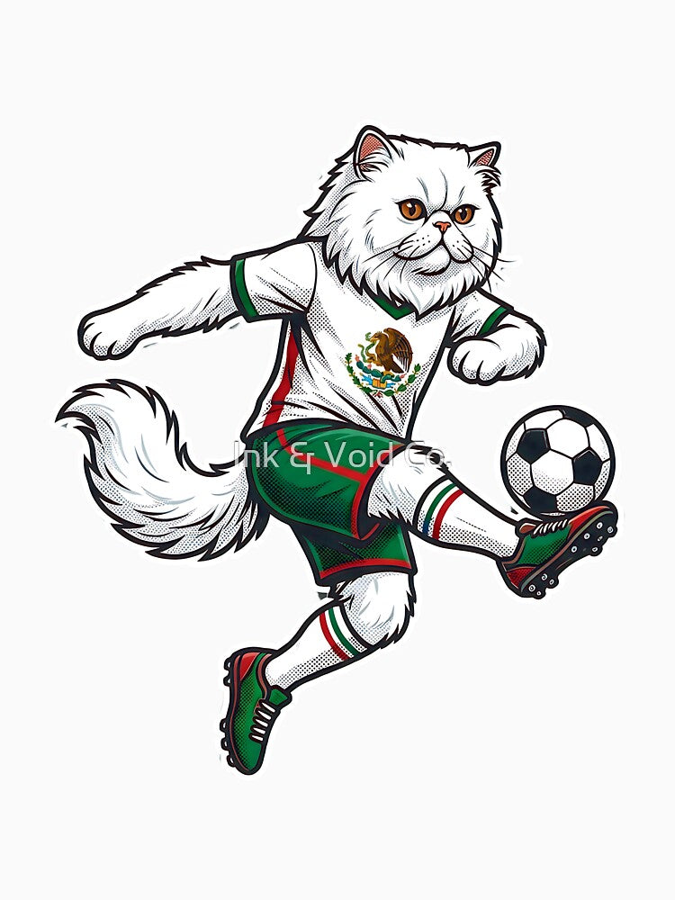 Retro 90s Mexican Soccer Cat by Ink & Void Co.