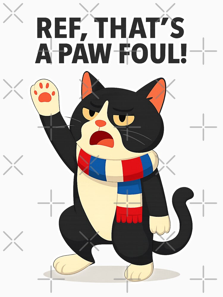 Ref, That's a Paw Foul! — Funny Tuxedo Cat Football Design blue by catastrocat
