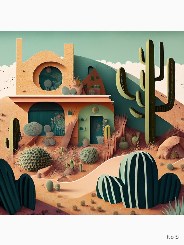 Desert Oasis: Peaceful Abode Surrounded by Cactus by No-5