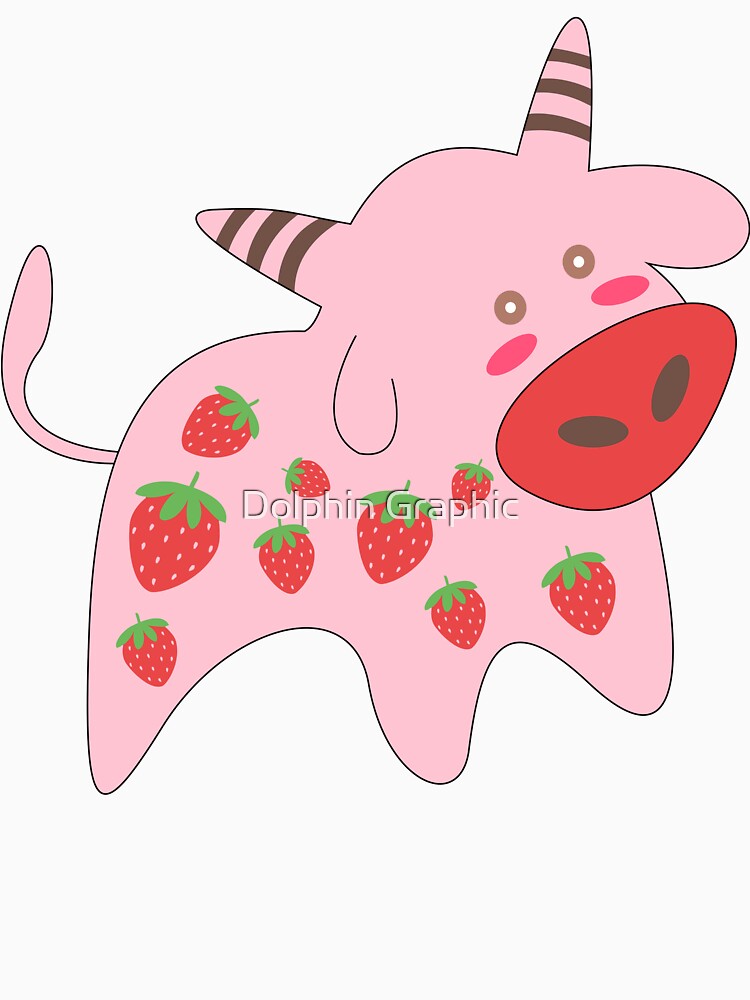 Strawberry Cow Cute Animals Women Men Girls Kids by Dolphin Graphic