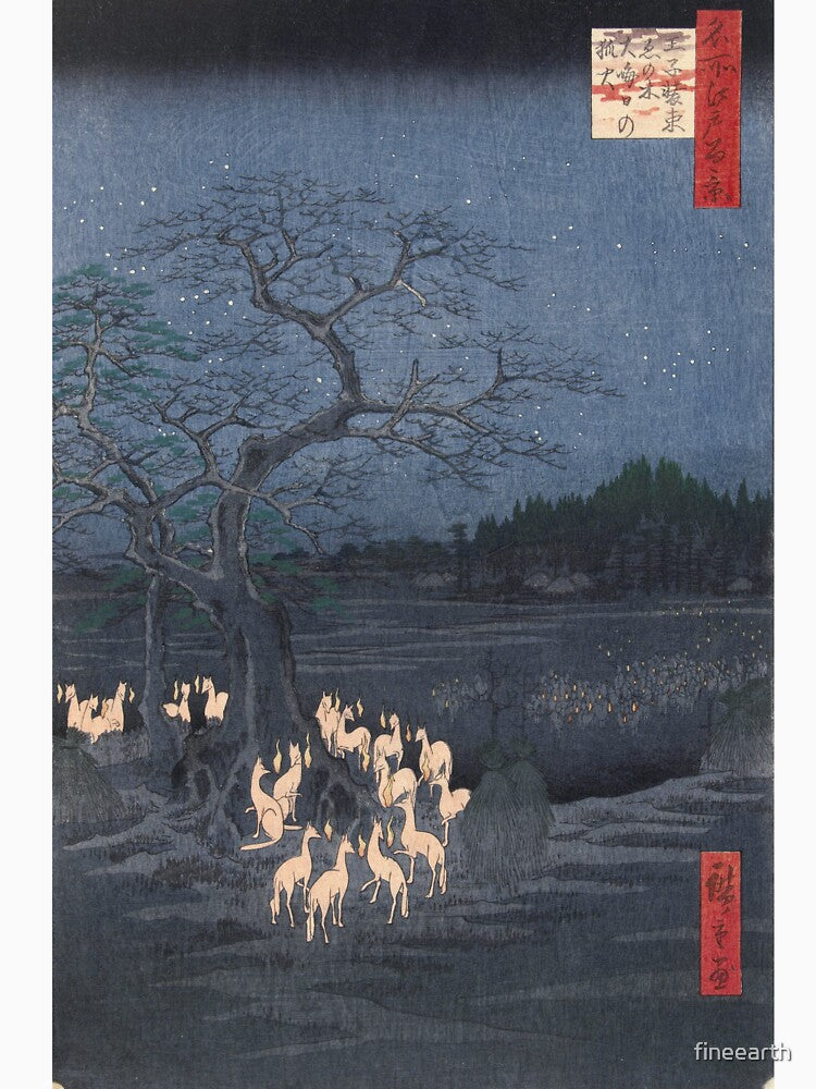 Utagawa Hiroshige - Foxfires at the Changing Tree by Vintage Wall Art