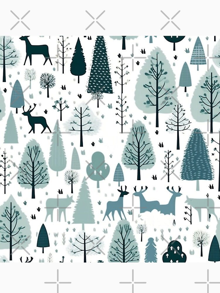 Forest Deers Green White Pattern by Aelbrn