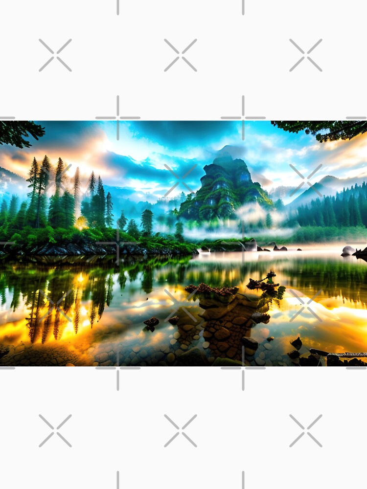 A beautiful Fairycore Elf forest and lake by PixieDustAIArt