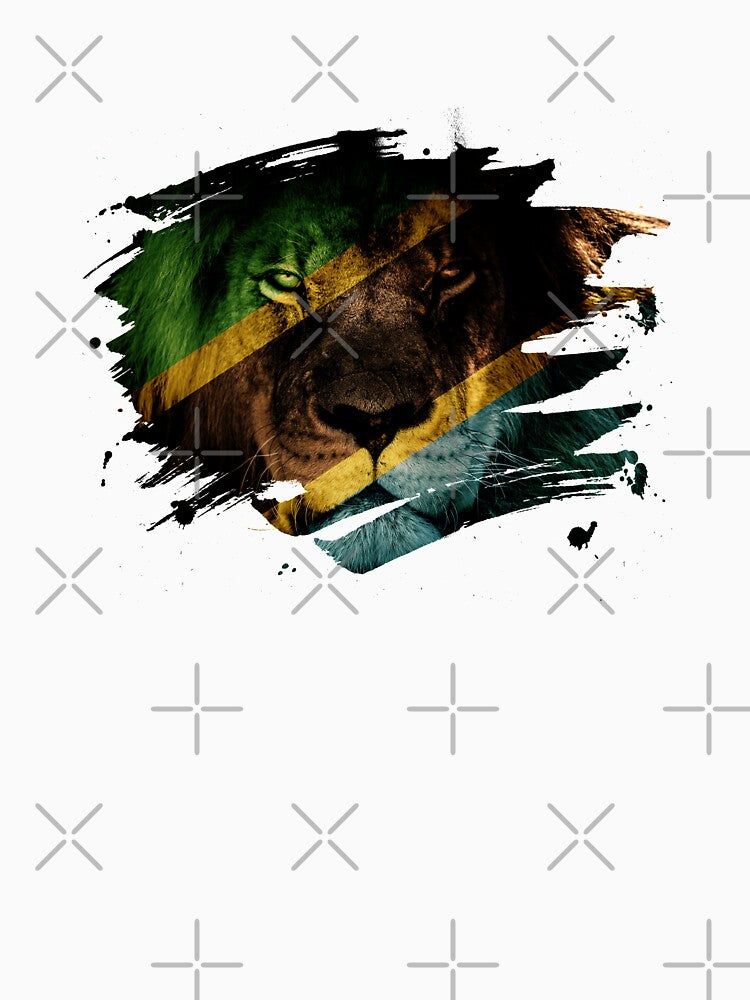 Tanzania Flag & African Lion Picture by ockshirts