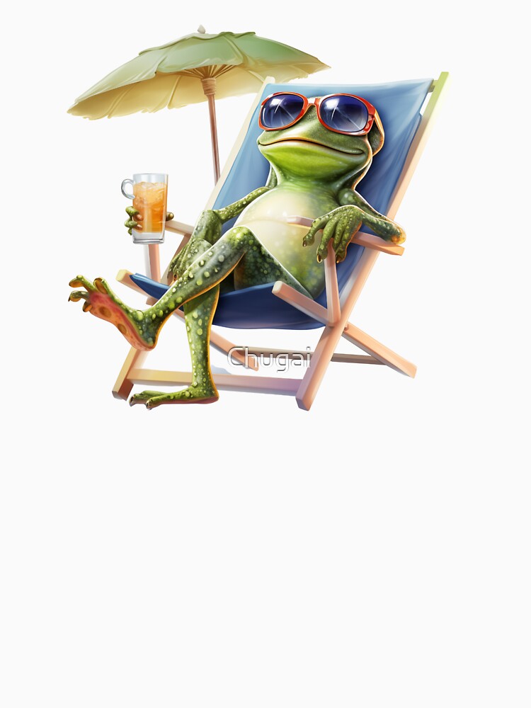 Cute frog chilling in a deck chair by Chugai