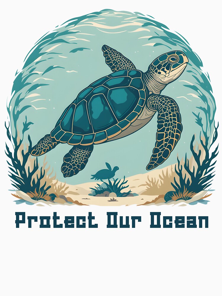 Protect Our Ocean - Sea Turtle Illustration by EnigmaVoid