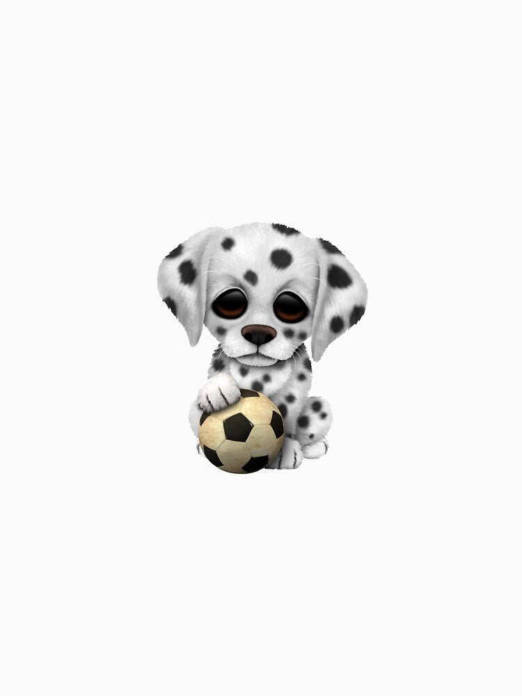 Cute Dalmatian Puppy Dog With Football Soccer Ball by JeffBartels