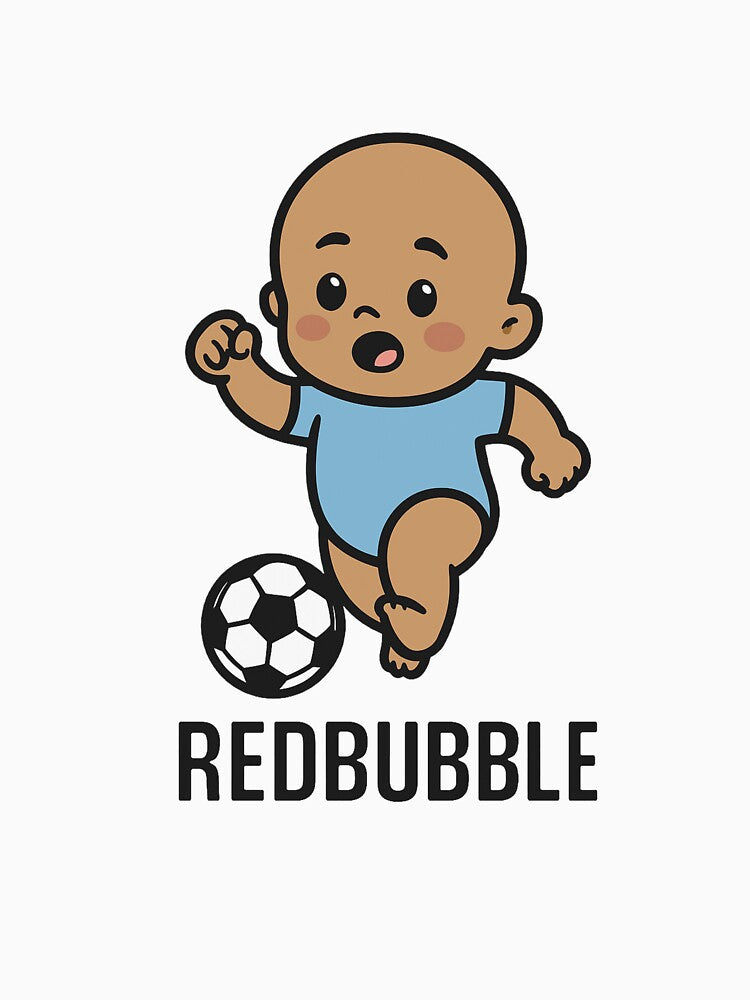 Happy Baby Kicking Soccer Ball – Cute Cartoon Design by luckyyouth