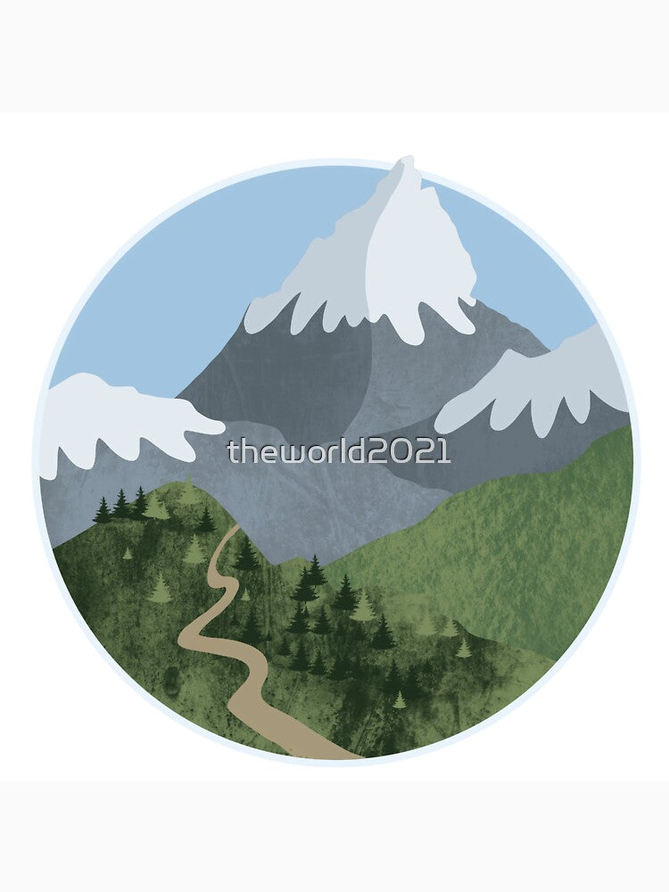 Mountains and pathway green grass and sky by theworld2021