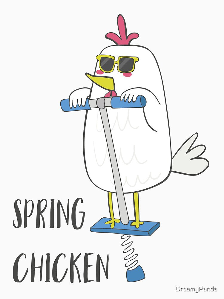 Spring Chicken Chicken On Pogo Stick Funny Chicken Gift by DreamyPanda