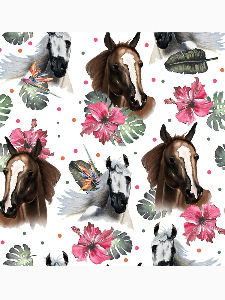 Tropical Floral Horse Pattern by CheekyChicChic