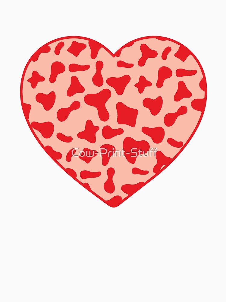 Red Cow Pattern on Pink Cowhide | Pink Cow Skin Heart by Cow-Print-Stuff