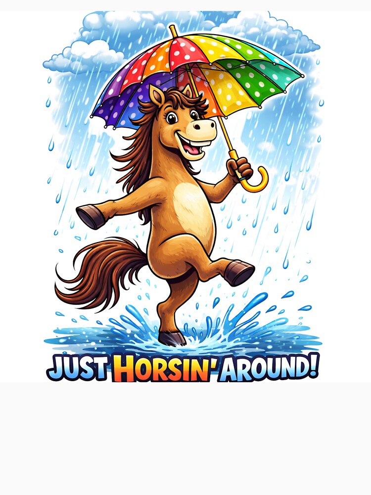 Just Horsin Around Funny Dancing Horse Rain Design by inkstablestudio
