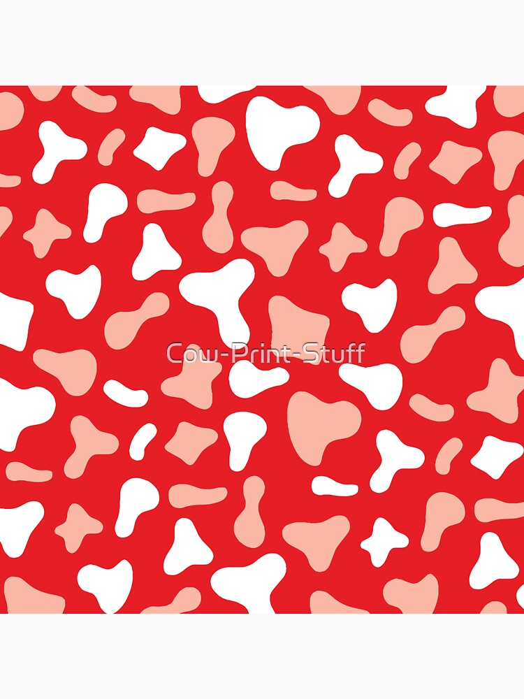 Pink White Cow Pattern on Red Cow | Holstein Cow Pattern by Cow-Print-Stuff