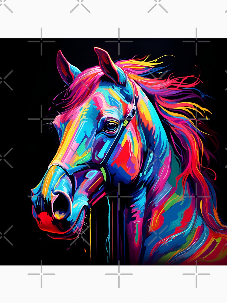 colorful neon horse print by dcrc