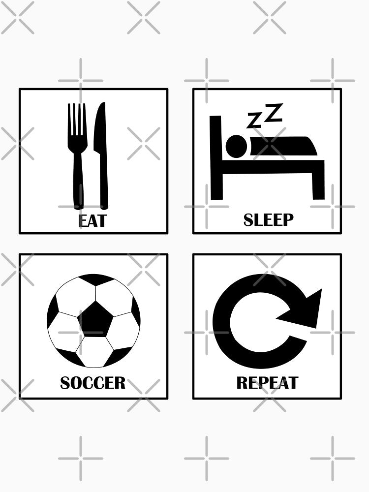 Eat Sleep Soccer  Repeat Player Gift white color by Panya-Design