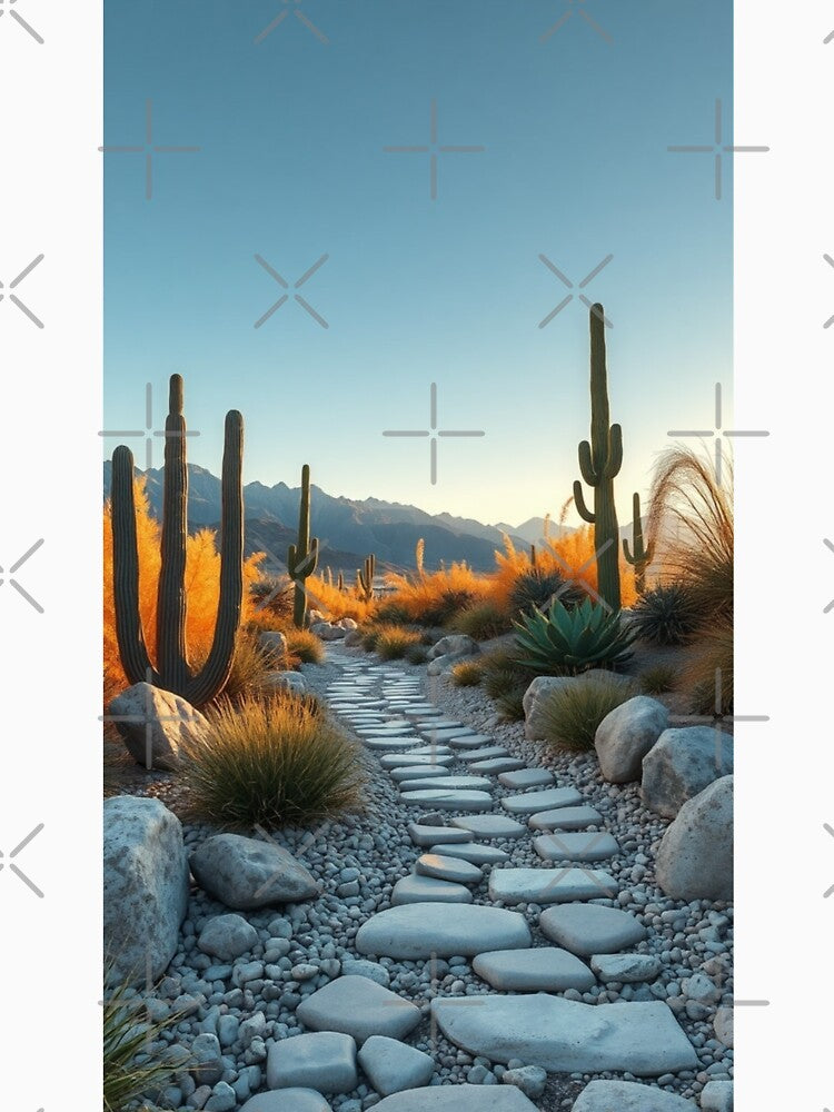 Golden Desert Pathway with Cacti Garden by Jade Ado