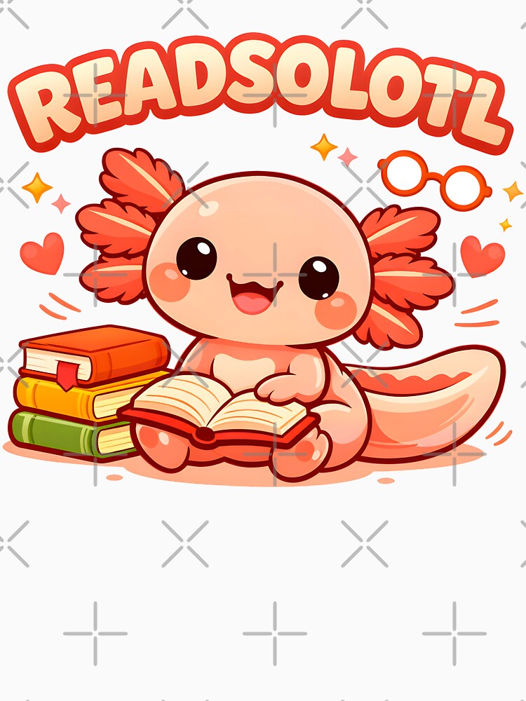 Readsolotl Kawaii Axolotl Funny Reading Book Lover Kids by MuniraWearify