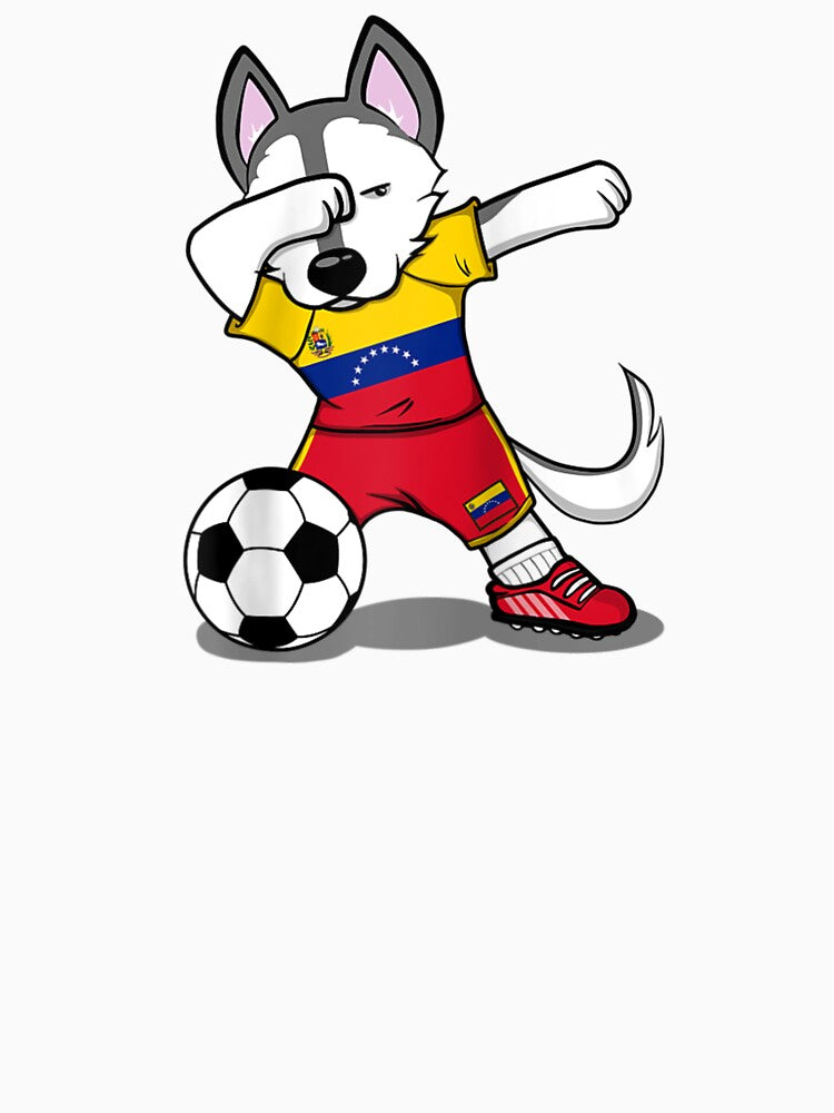 Dabbing Husky Dog Venezuela Football Venezuelan Flag Soccer by Ramon-Hodges-48