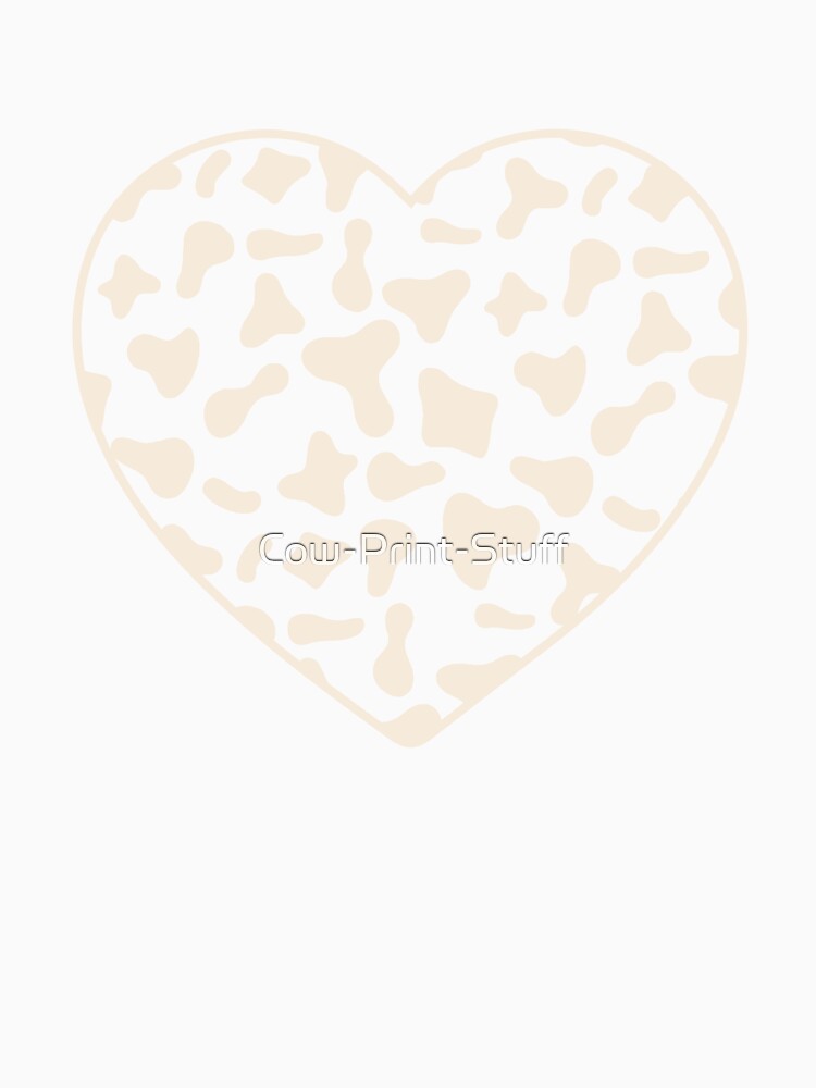 Cream Cow Pattern on White Cowhide | White Cow Skin Heart by Cow-Print-Stuff