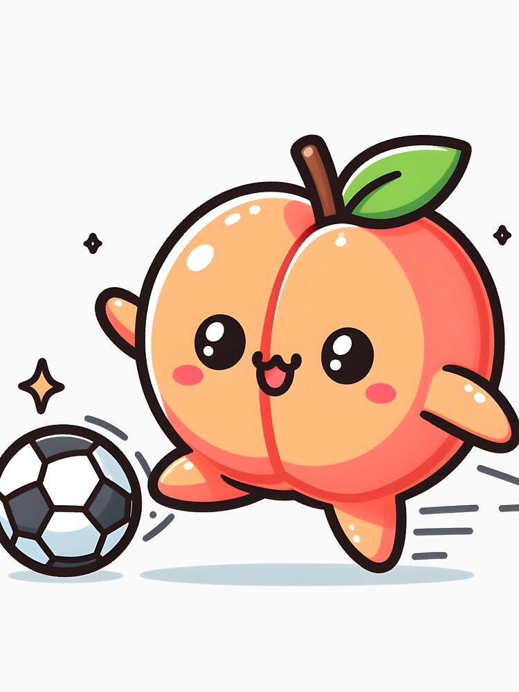Kawaii Peach With Soccer Shoes Playing Soccer by CanvasCutie
