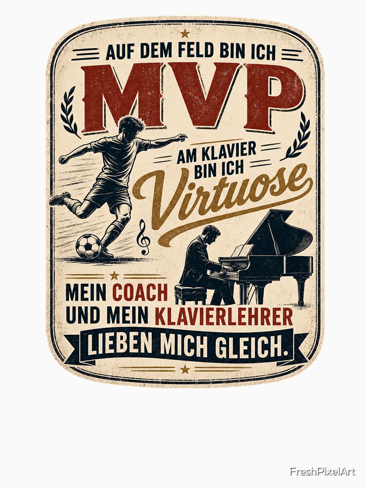 On the field I'm MVP, at the piano I'm a virtuoso – my coach and my piano teacher love me equally. by FreshPixelArt